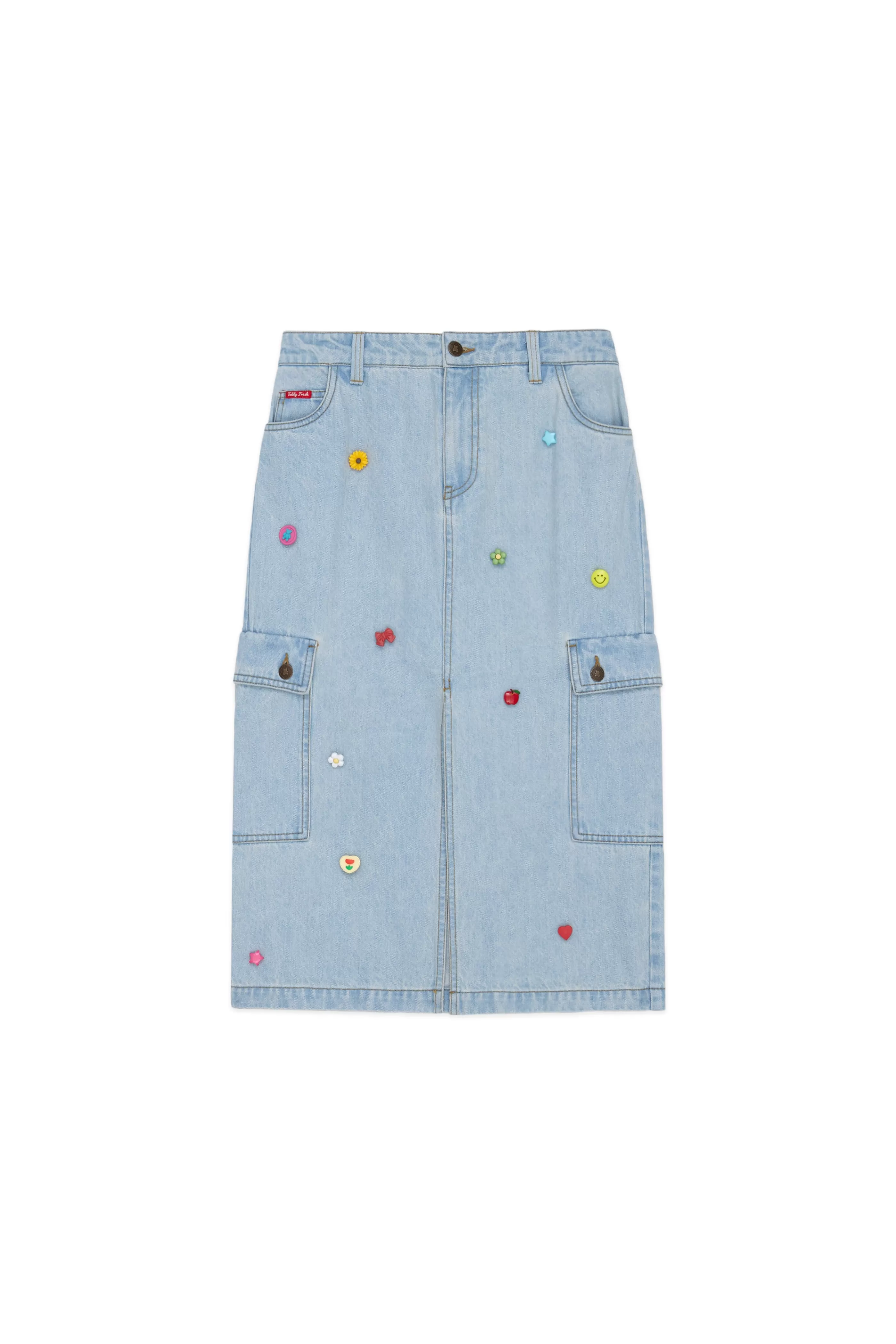 Teddy Fresh Denim Cargo Skirt Washed Denim New