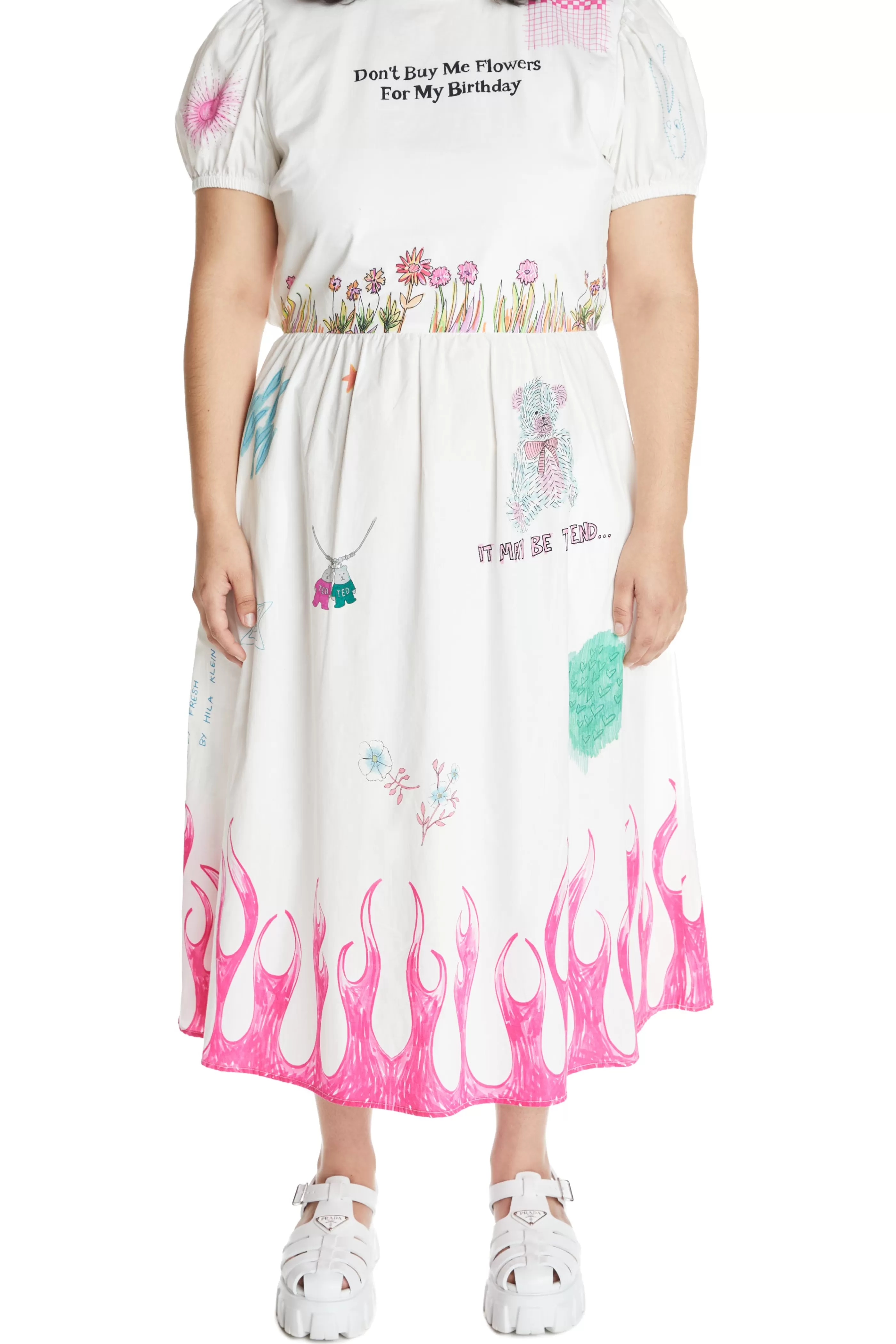 Teddy Fresh Don't Buy Me Flowers Dress White Best Sale