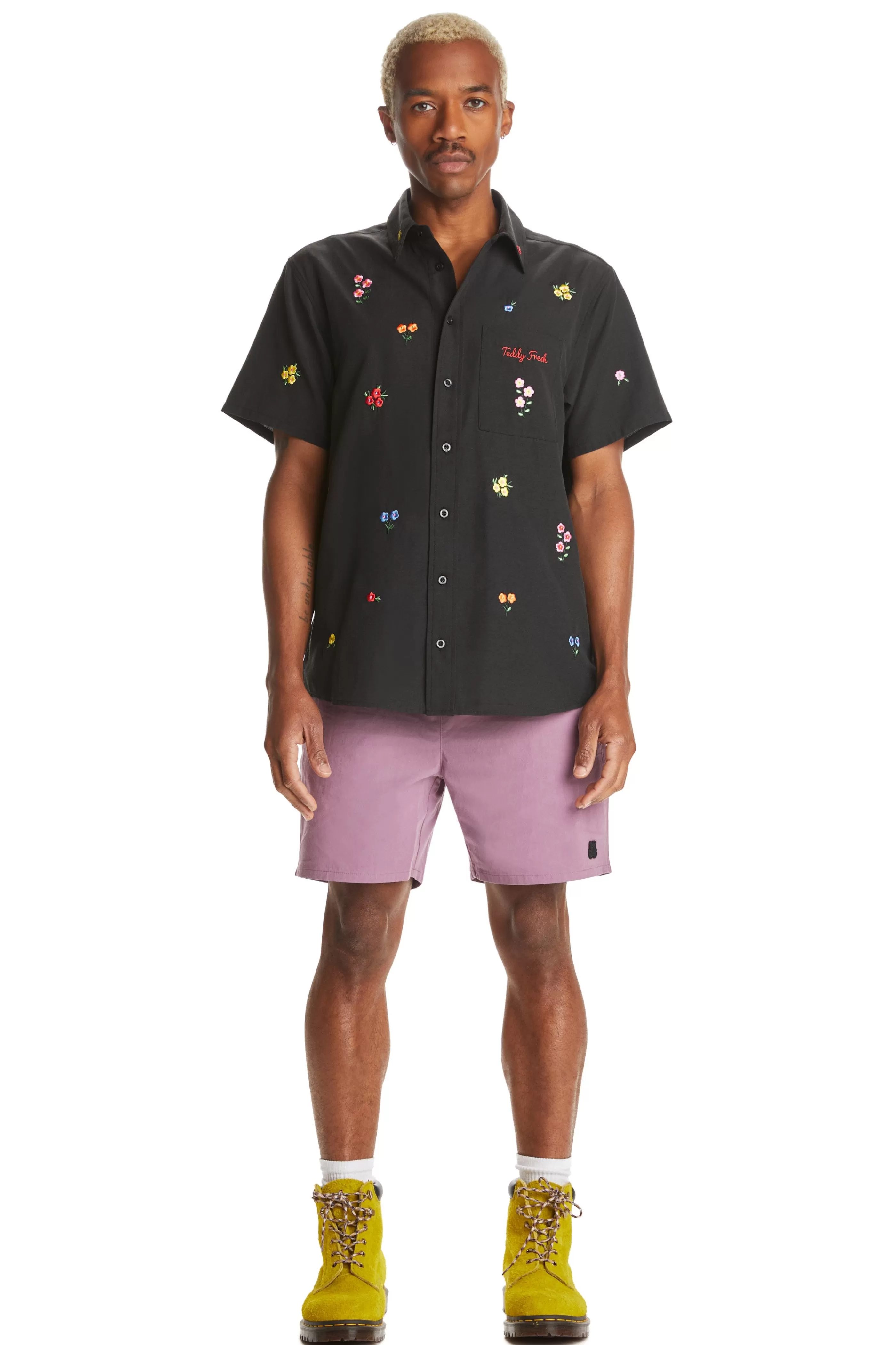 Teddy Fresh Flower Embroidery Shirt Black Sale