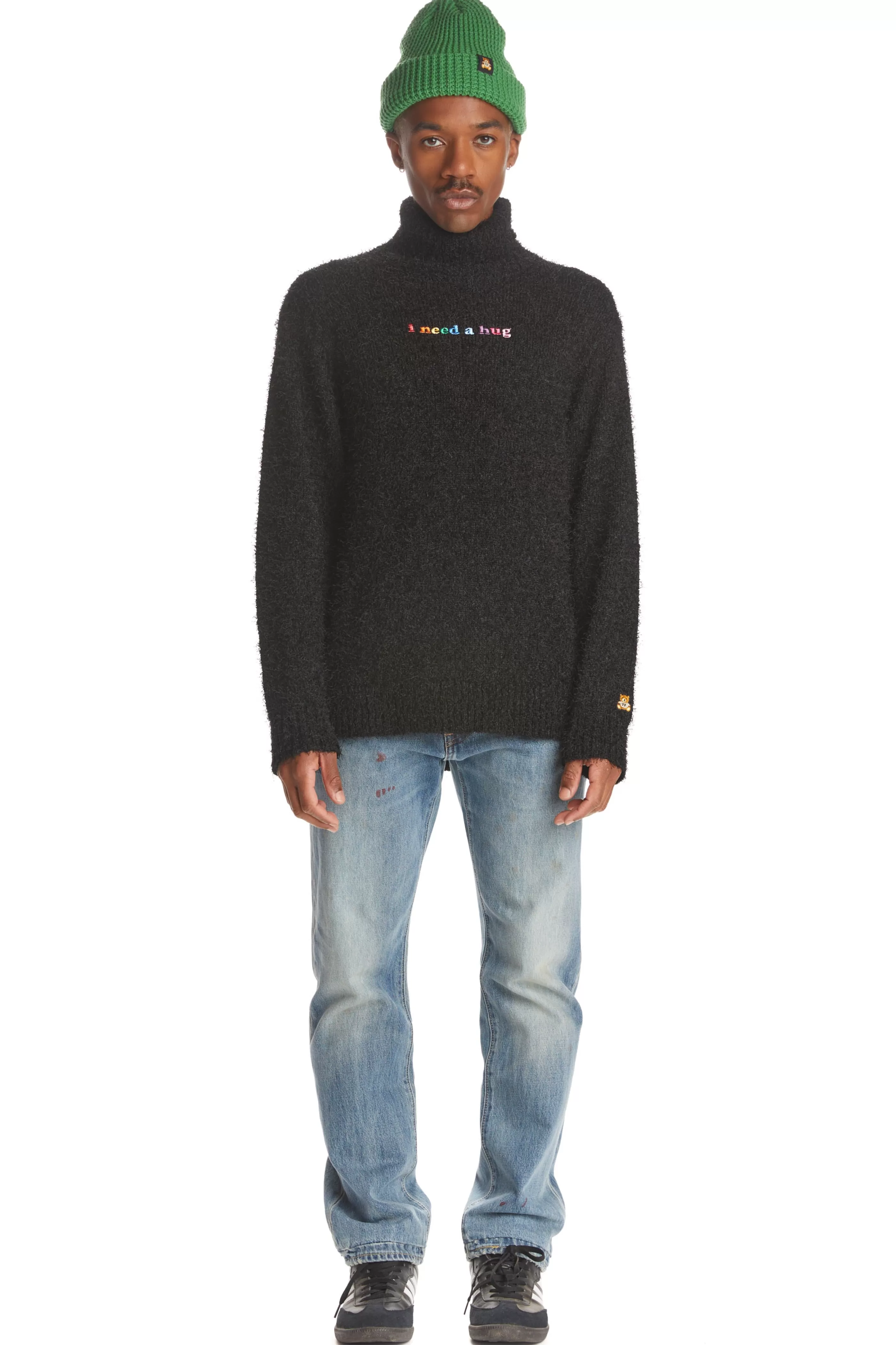 Teddy Fresh Fuzzy Oversized Turtleneck Black Clearance