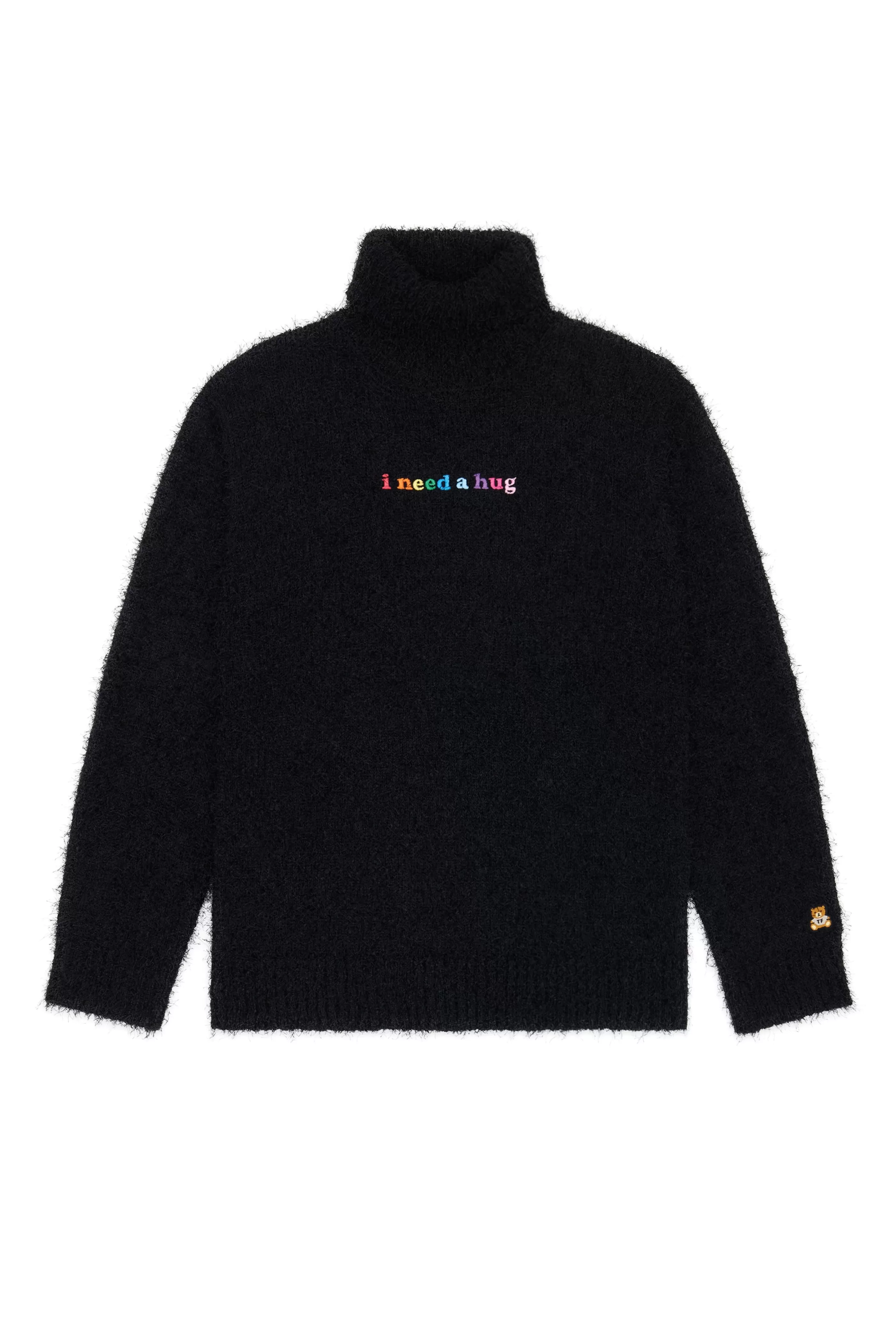 Teddy Fresh Fuzzy Oversized Turtleneck Black Clearance