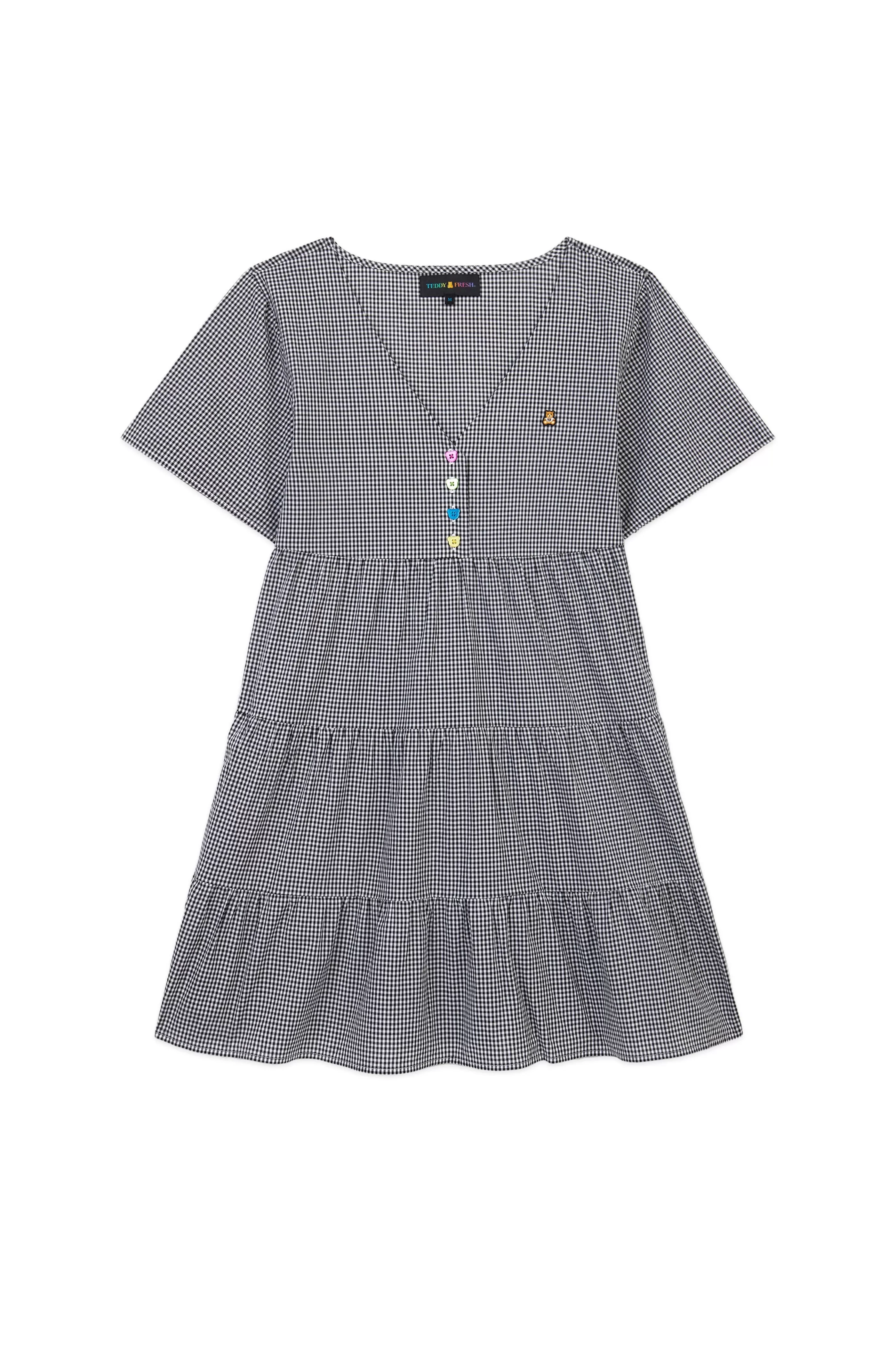 Teddy Fresh Gingham Button Dress Black Discount