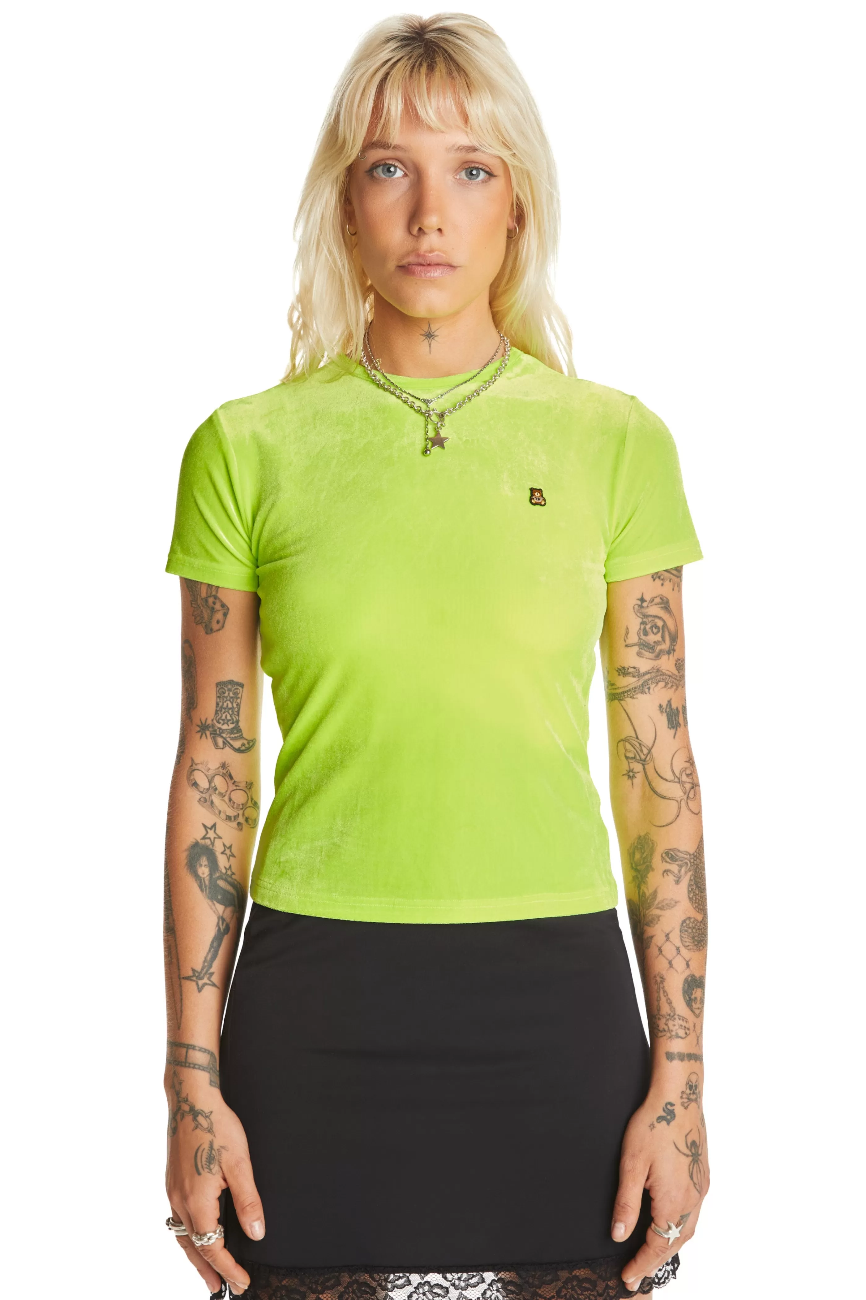 Teddy Fresh Highlighter Velour Top Green Outlet