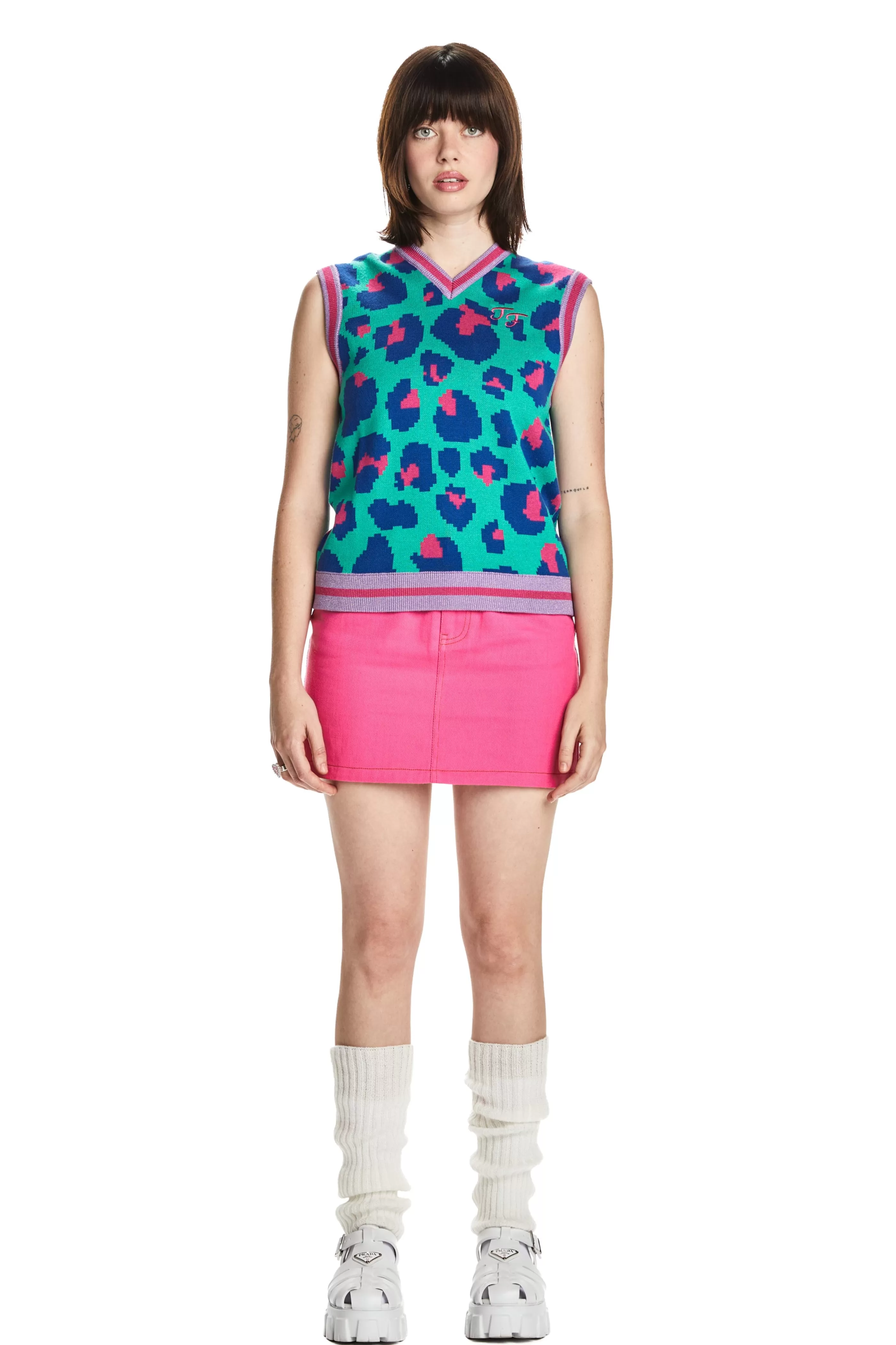 Teddy Fresh Leopard Sweater Vest Pink Online