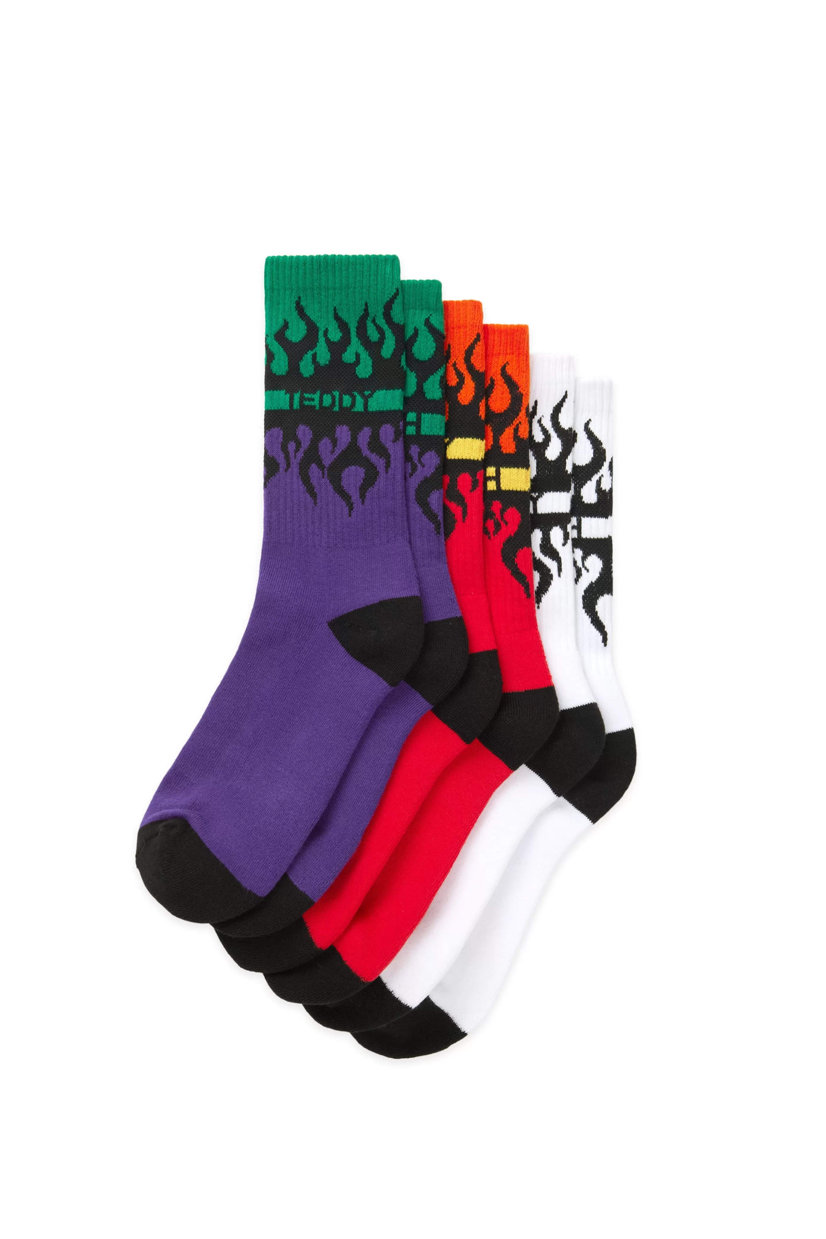 Teddy Fresh Mirrored Flame Socks - 3 Pack Multi Clearance