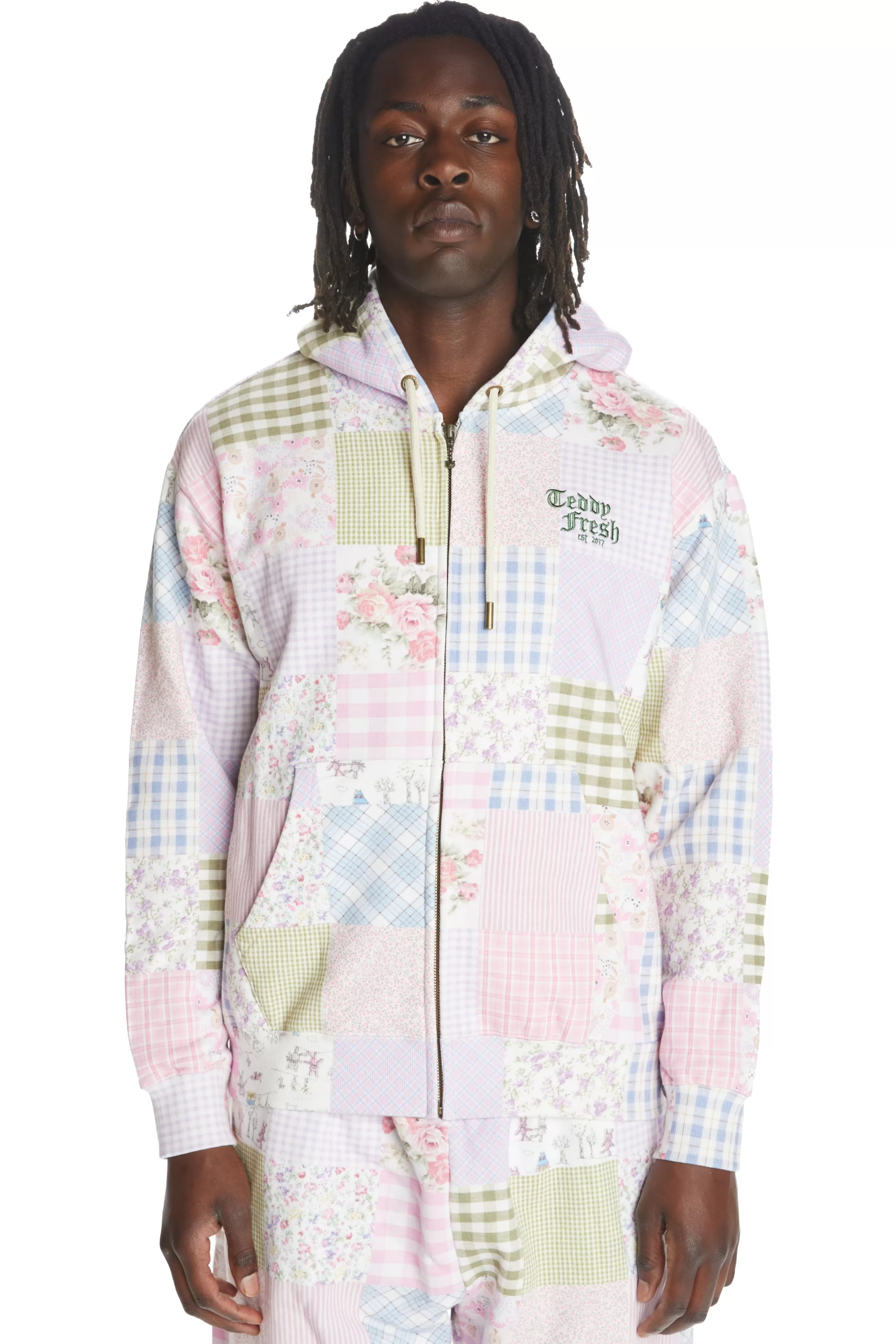 Teddy Fresh Quilt Print Zip Hoodie Outlet