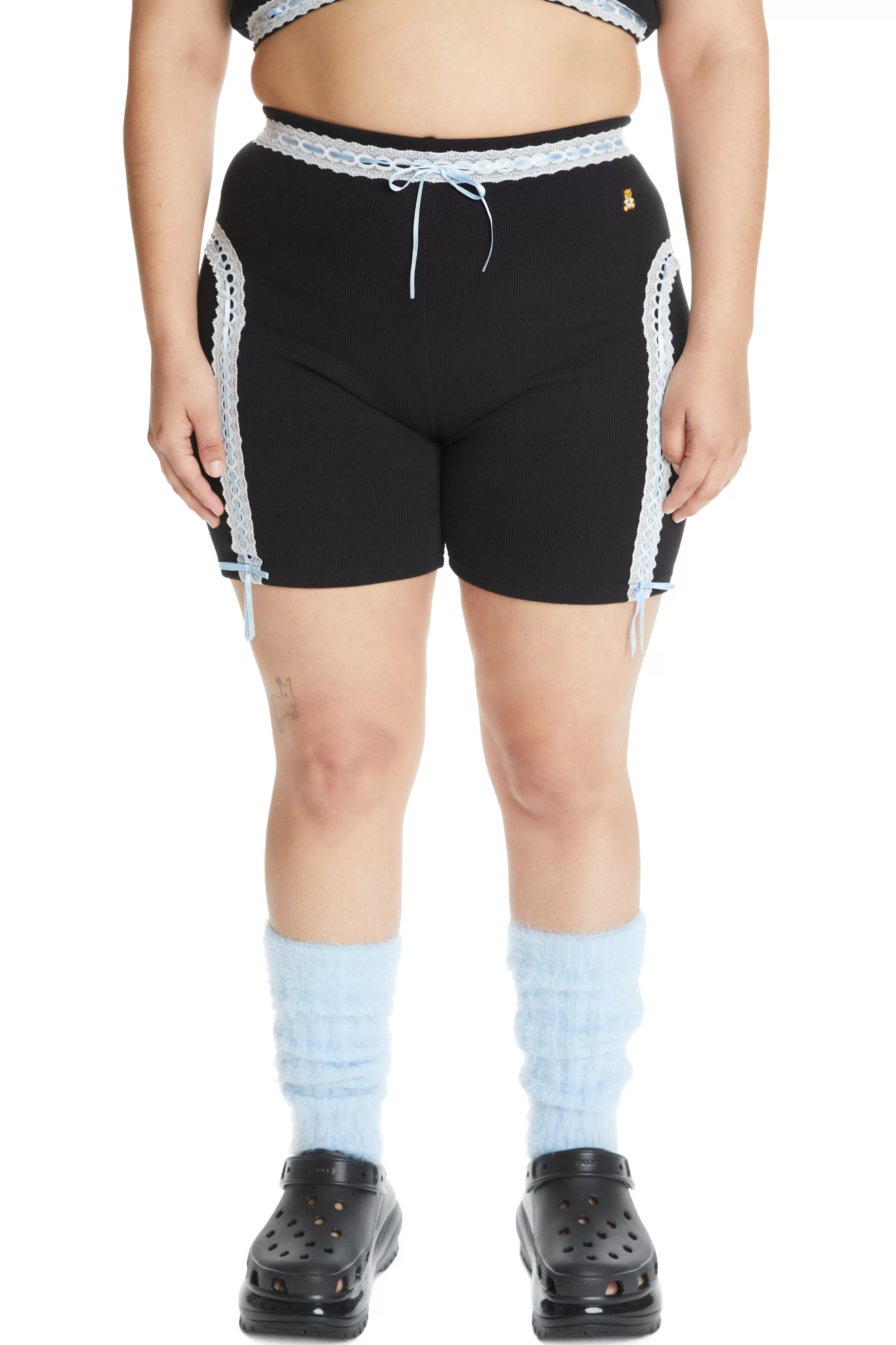 Teddy Fresh Ribbon Ribbed Bike Shorts Black Best Sale