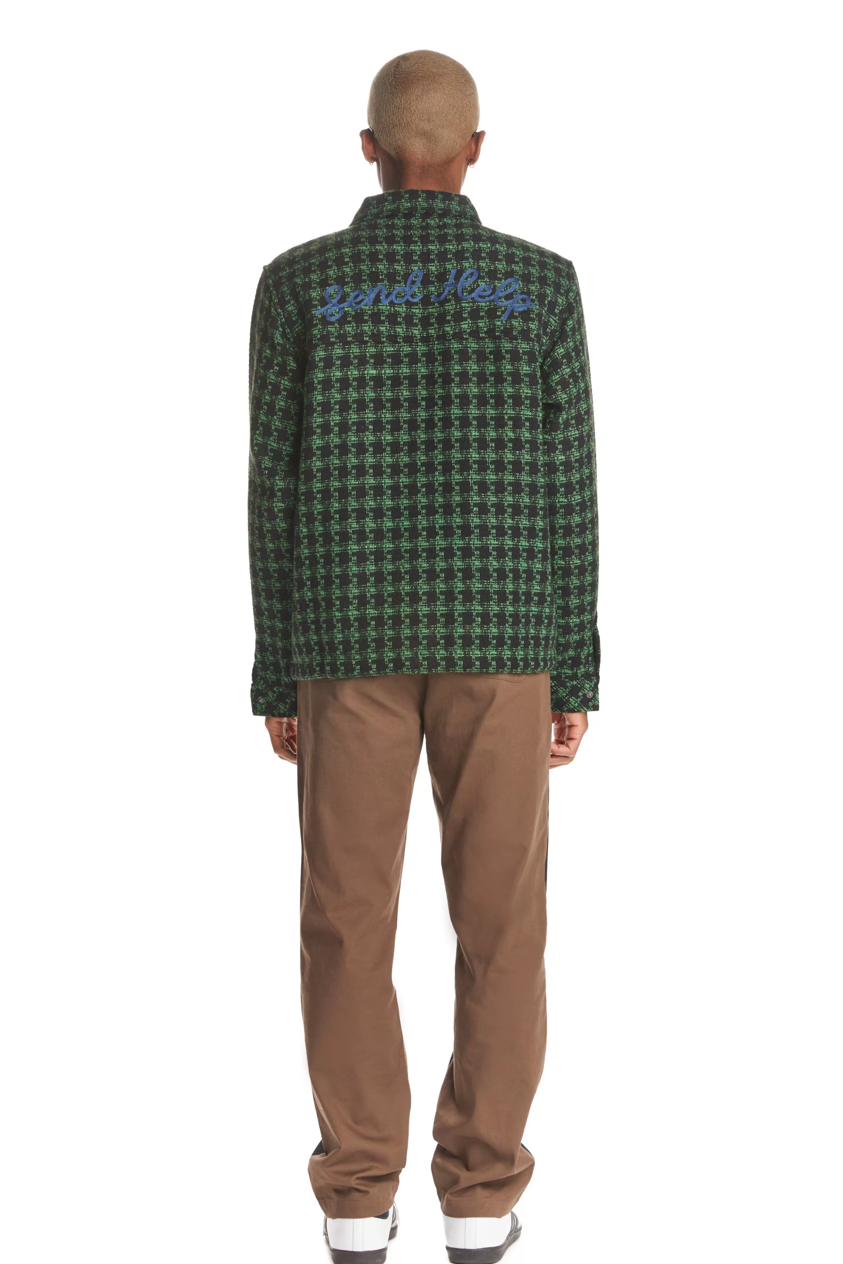 Teddy Fresh Send Help Woven Snap Shacket Green Store