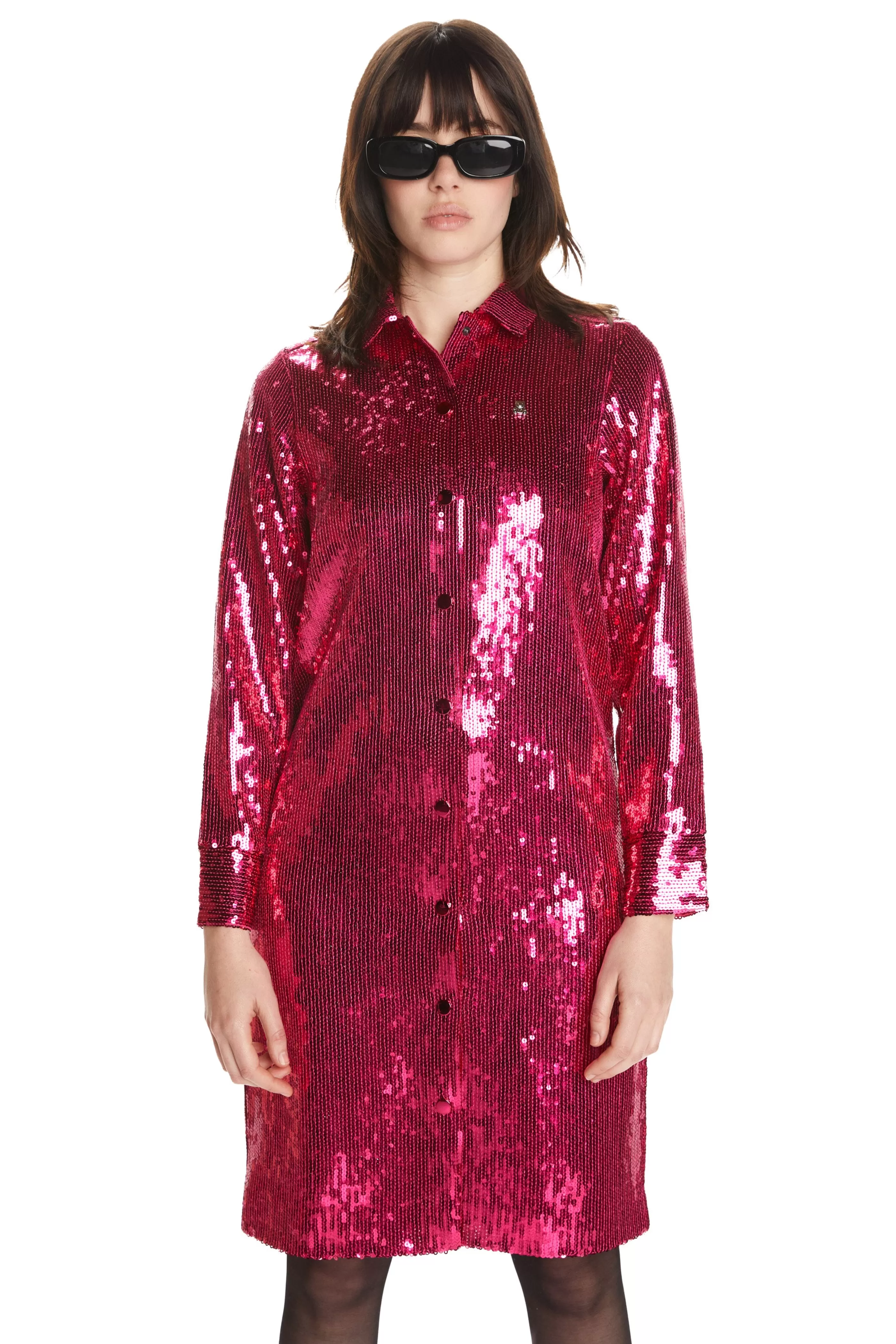 Teddy Fresh Sequin Shirt Dress Pink Hot