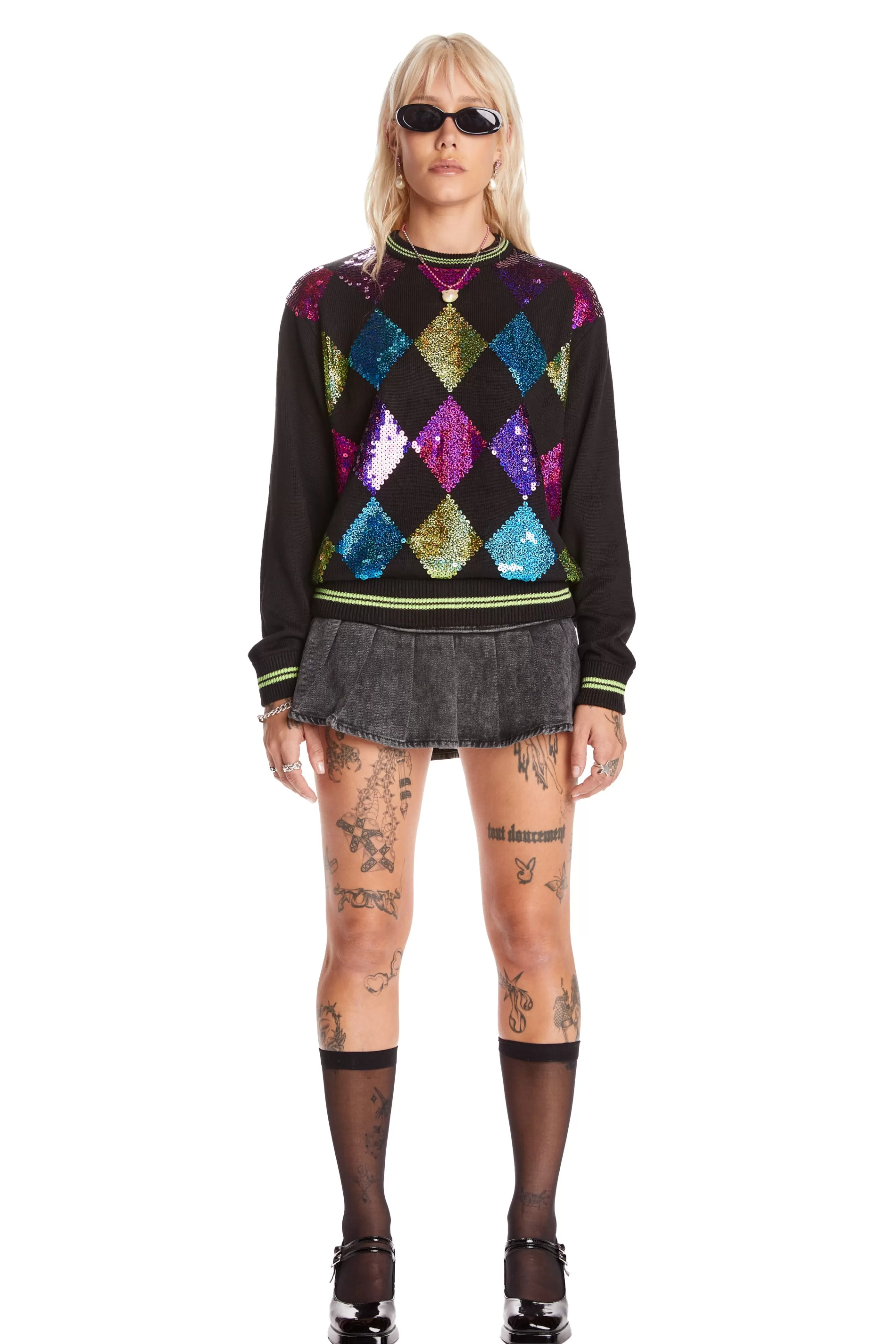 Teddy Fresh Sequin Sweater Black Shop