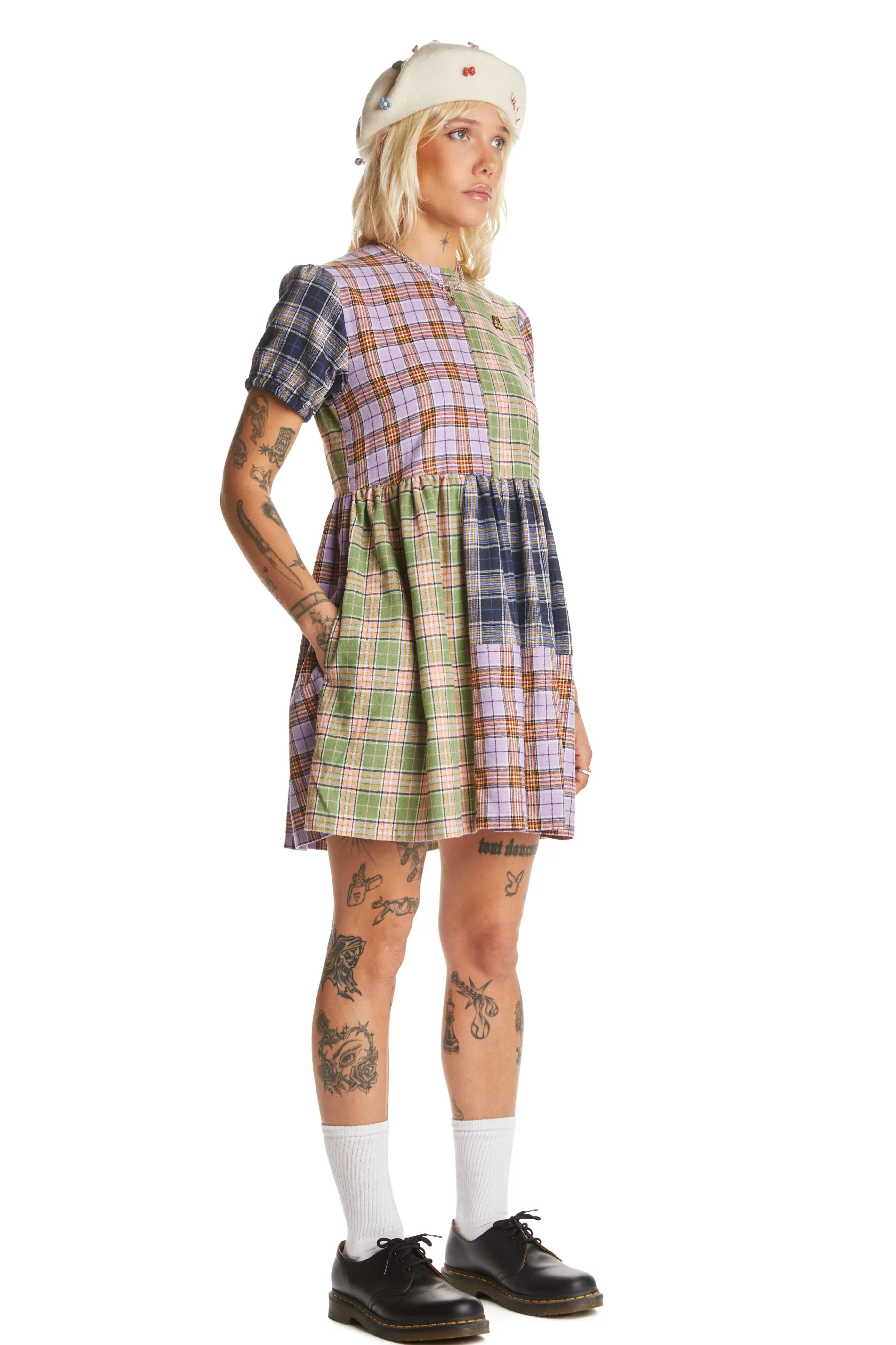 Teddy Fresh Short Sleeve Plaid Dress Multi Best Sale