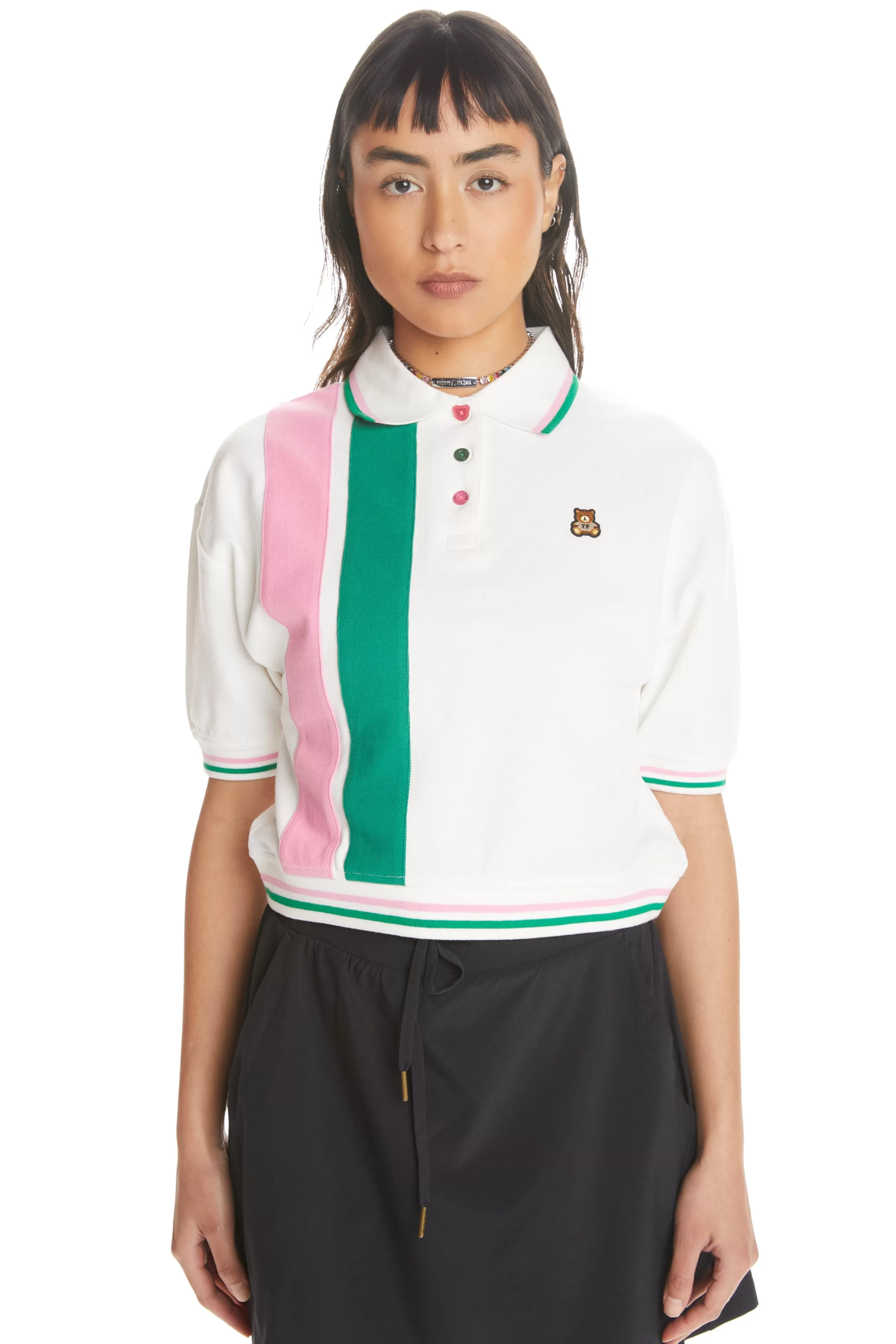 Teddy Fresh Striped Button Pique Shirt White Multi Fashion