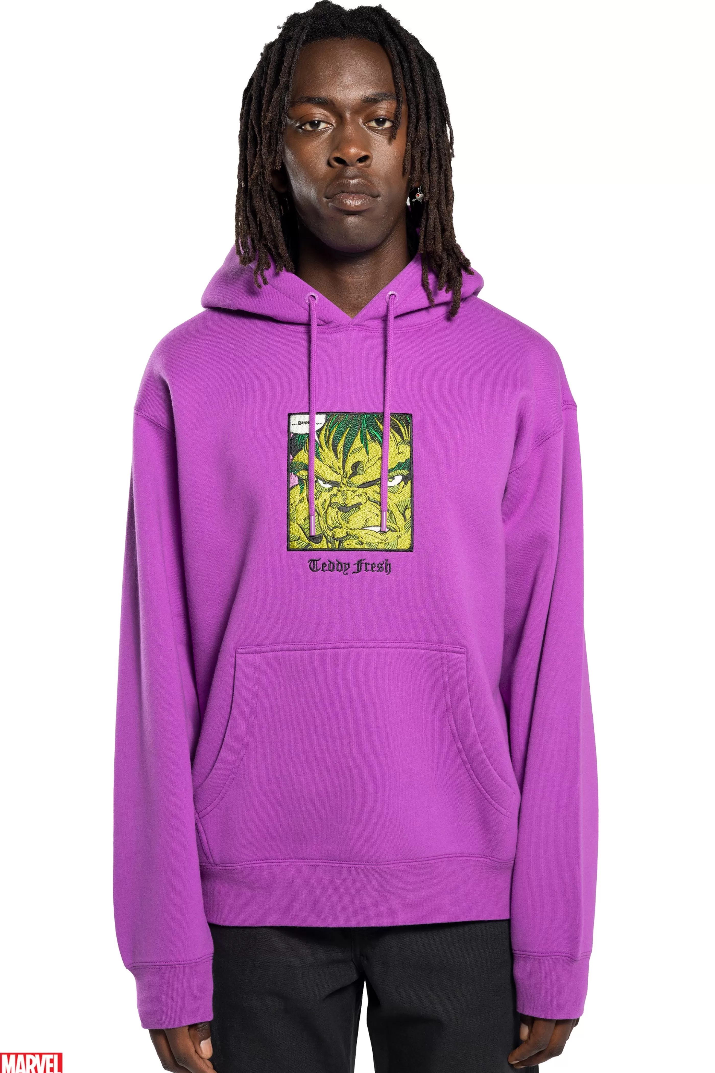 Teddy Fresh TF X Marvel Detailed Embroidery Hulk Hoodie Purple Discount