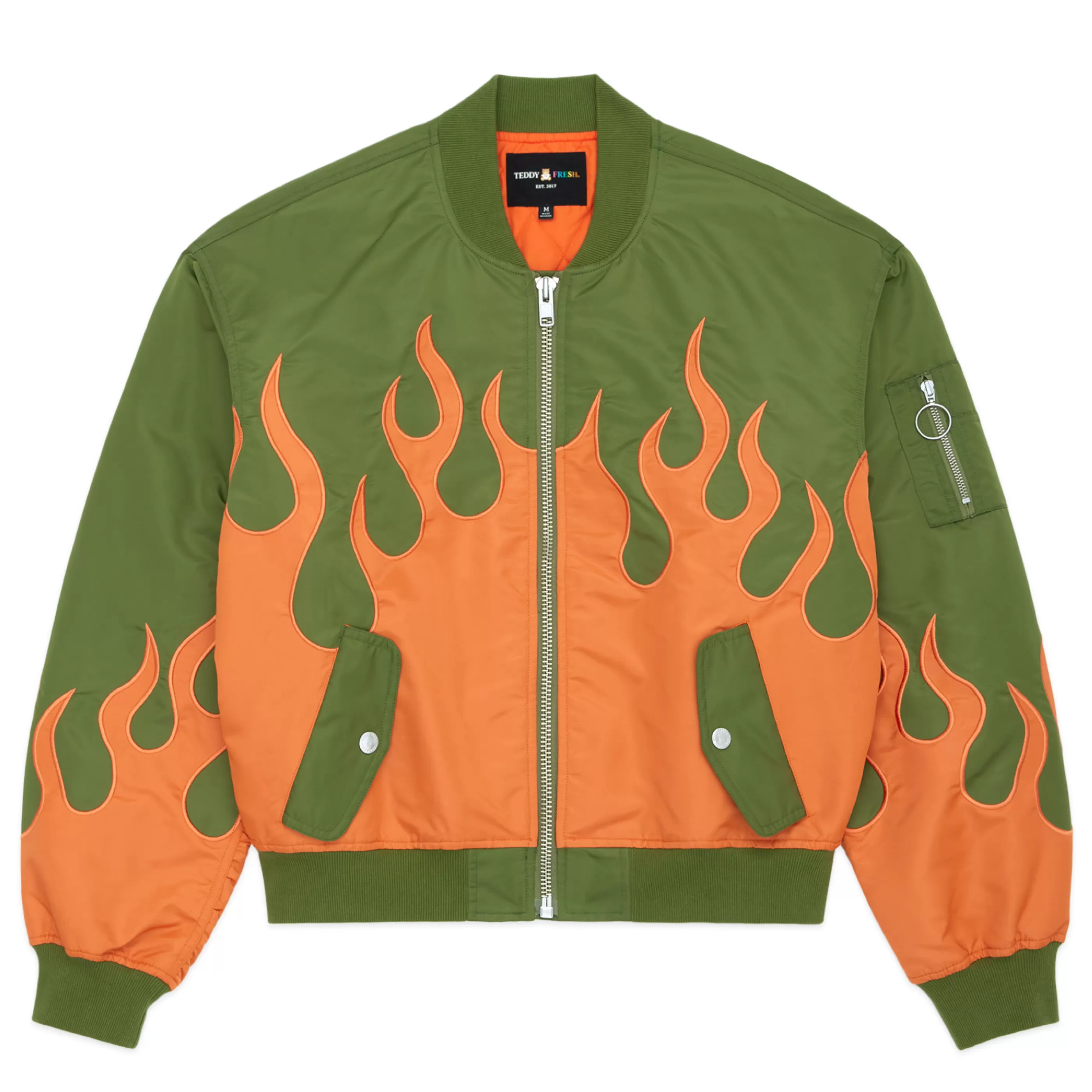 Teddy Fresh Zip Flames Bomber Jacket Cheap