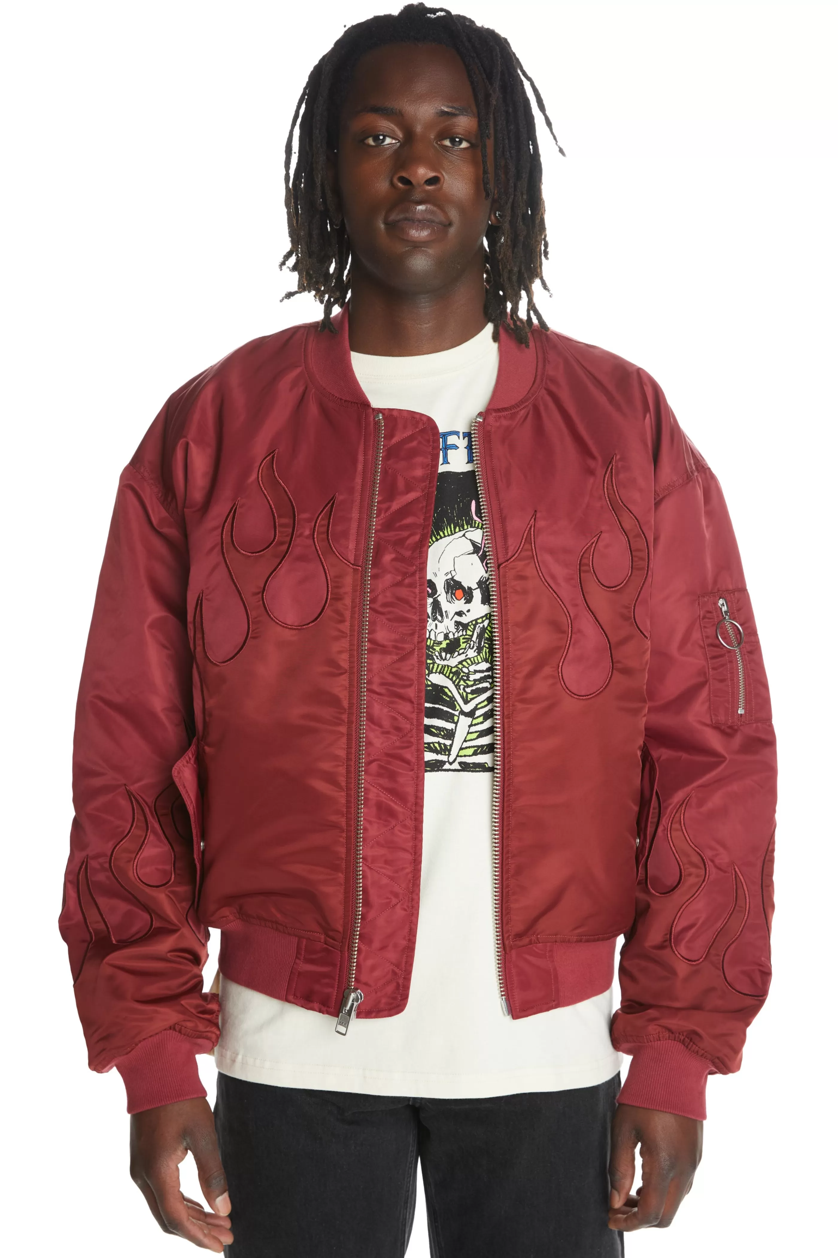 Teddy Fresh Zip Flames Bomber Jacket Cheap